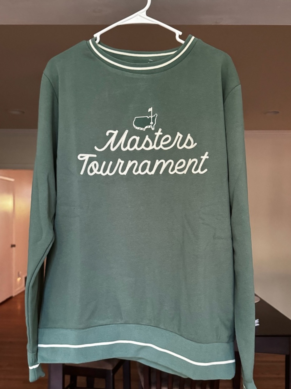 MASTERS 2026 *NEW DESIGN* Green Sweatshirt with White Stitched Script SMALL